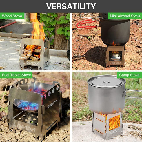 Lixada Portable Camping Stove - Wood Burning & Stainless Steel Alcohol Stove for Outdoor Use