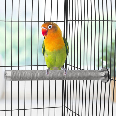 Hypeety Bird Parrot Stainless Steel Stand, 7.19 x 0.75 inch Perch Rod for Cage Accessories