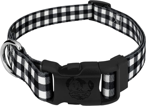 Country Brook Petz Deluxe Black & White Buffalo Plaid Dog Collar, Made in The U.S.A., Extra Small