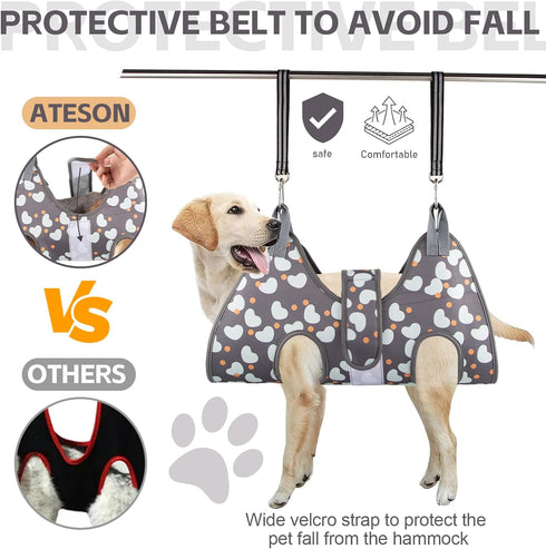 Hammock Trimmers, Trimming, ATESON Dog Grooming for Medium/Large Dogs with Nail Clippers/Nail Dog Grooming Harness