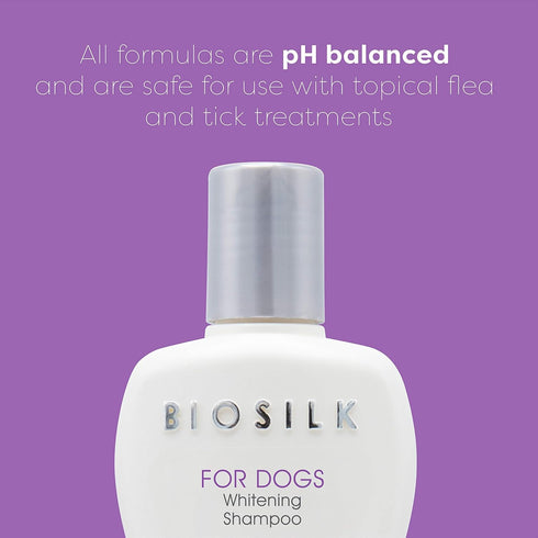 BioSilk Silk Therapy Whitening Dog Shampoo, 12 Fl Oz - Pet Safe Grooming for a Bright White Coat