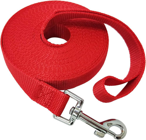 Nylon Training Dog Leash: 15ft, 20ft, 30ft, 50ft Long for Small, Medium, and Large Dogs, Obedience Recall Training