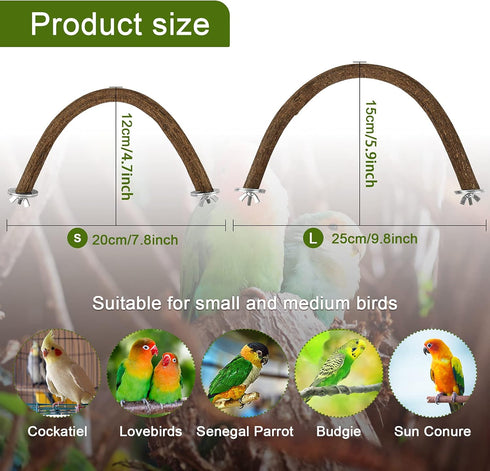 Rypet U Shape Natural Wood Stand Perch for Parrots, Swing Bird Chewing Stand, Cage Accessories for Budgies, Conures,