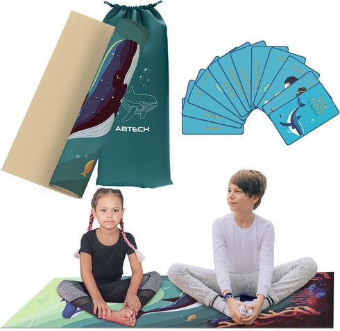 Kids Yoga Mat Set for Boys & Girls - Doll, Unicorn, Mermaid, Panda, Dinosaur, UnderWater - Non-Toxic, 60 x 24 Inches