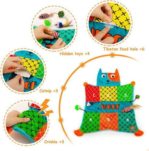 AWOOF Interactive Catnip Mat - Soft and Fun Cat Toy for Indoor Cats