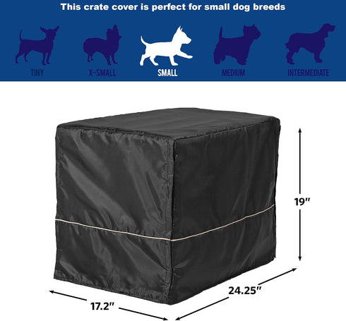 MidWest Homes for Pets Small Dog Crate Cover, Black Polyester, Fits Most 24-inch Crates, Reduces Barking & Chewing