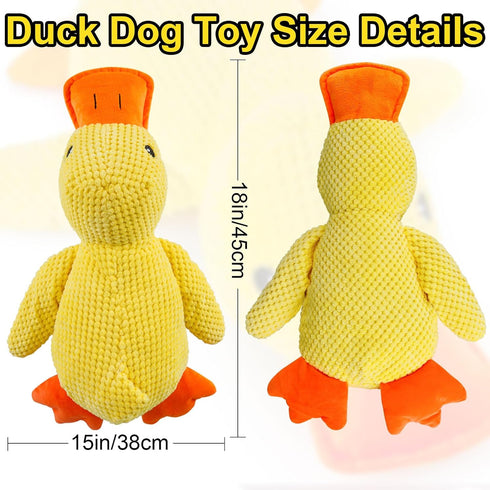Qbustv Yellow Duck Dog Toy - Large Plush Stuffed Animal Chew Toy for Large Breed Dogs, Interactive Puppy Toy