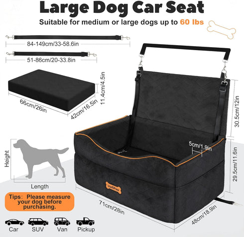 50Lbs 2 2 VavoPaw Medium Dog Car Seat, Dog Booster Seat Under or Small Dogs Washable, Pet Car Seats with Safety Leash