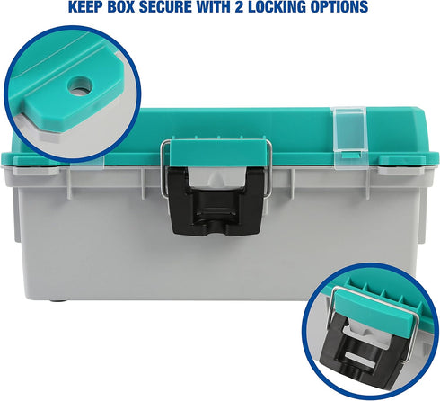 Sheffield 12671 13" Tackle Box, Fishing Gear Organizer with Flip-Up Lid and Lift-Out Tray