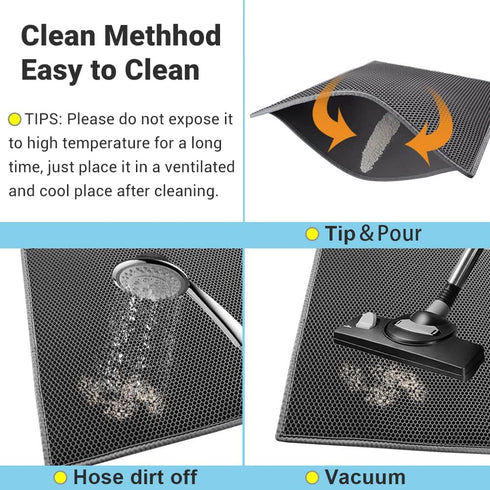 Pieviev Cat Litter Mat Double Layer Waterproof Urine Proof Trapping Mat 1 Pack (Gray, 24x15 Inch)