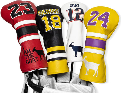 Golf Headcovers, Premium Leather Driver Fairway Wood Hybrid Covers with Number Tags
