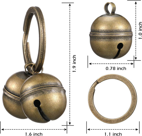 Ripeng Dog Bells for Pet Tracking, 4 Pcs Extra Loud Dog Cat Bells for Collar with Key Rings