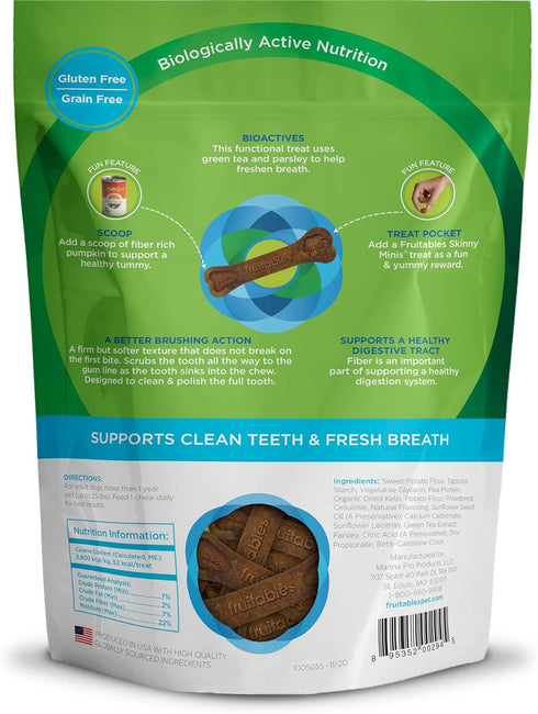 Fruitables Bioactive Fresh Mouth Dental Chews – Mini Size Dog Treats – Dental Treats for Dogs – Dog Dental Chews – 7.3 Ounces