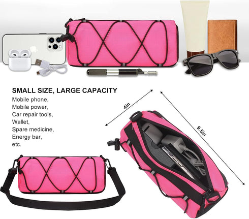 KOSIBATE Bike Handlebar Bag, Bicycle Frame Bag with Shoulder Strap for Mountain Road Bikes (Pink)