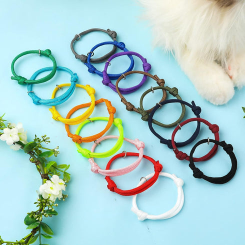 16pcs Puppy ID Collars - Soft Polyester Adjustable Whelping Collars for Newborn Puppies, Multicoloured