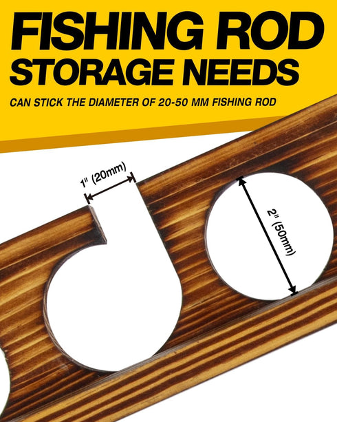 Ghosthorn Fishing Pole Rod Racks, Holds Up to 12 Rods, Wall or Ceiling Mounted Fishing Gear Organizer for Garage Storage