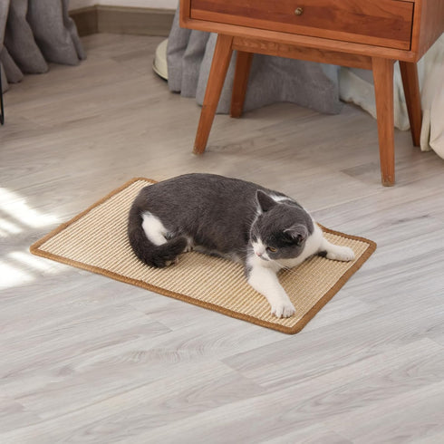 FUKUMARU Cat Scratcher Mat, 23.6 X 15.7 Inch Natural Sisal Mats, Horizontal Floor Scratching Pad, Protect Couch