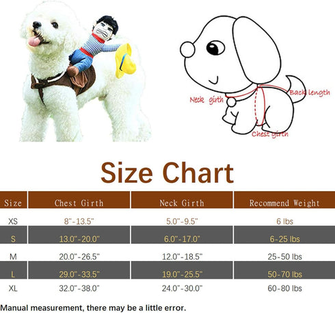 NACOCO Dog Costume for Dogs - Cowboy Rider Knight Style with Doll and Hat for Halloween Day (S)