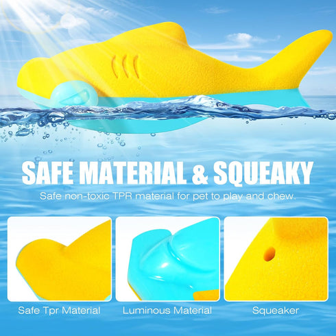 Floating Luminous Dog Toy, Squeaky Glow in The Dark Dog Toy (Hammerhead Shark)