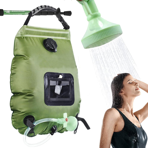 Solar Portable Shower Bag, 5 Gal/20L Camping Shower Bag with Removable Hose & On-Off Switchable Shower Head for Outdoor