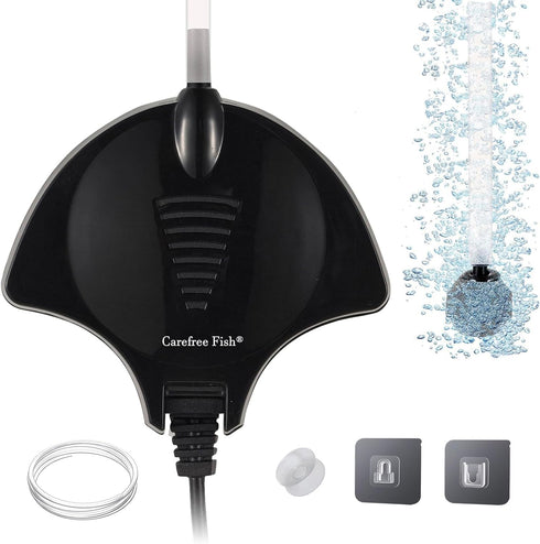 Carefree Fish Manta Ray 1.5W Mini Air Pump with Accessories Tube and Tiny Air Stone for 0.5-15 Gallon Fish Tank