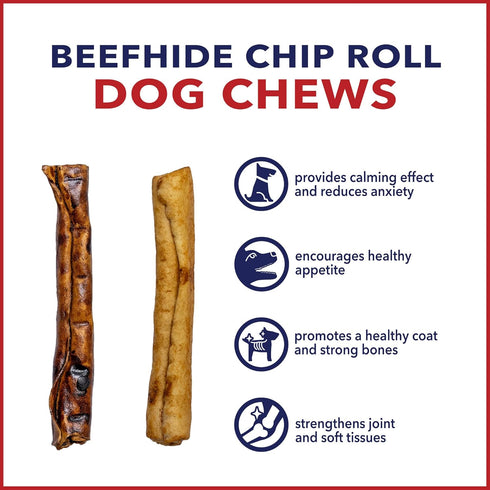 5" 50 Count/1 Pack Pet Factory American Beefhide Chip Rolls Dog Chew Treats - Beef & Chicken Flavor