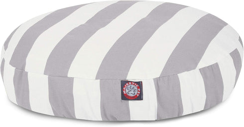 Majestic Pet Indoor Outdoor Round Pet Dog Bed, Vertical Stripe with Removable Washable Cover, Gray, Small