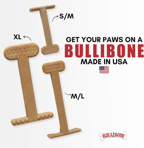 Bullibone Nylon Dog Chew Toy - Nylon Bone for Dental Hygiene, Easy Grip, Flavor Permeated (Beef, XL - 3 Pack)