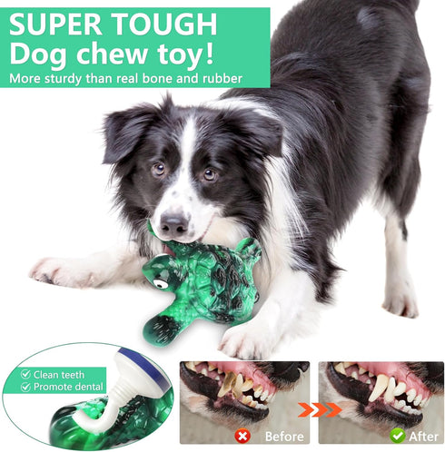 Dog Toys for Aggressive Chewers, Indestructible Tough Chew Toys for Large Dogs, Real Bacon Nylon Bones