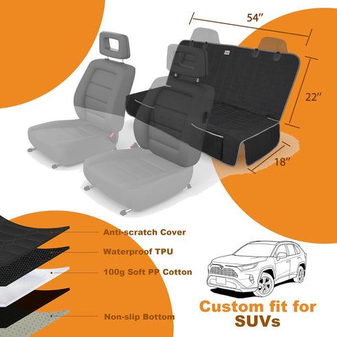 Reliadura Relidura Bench Seat Cover for SUV Waterproof Seat Covers for Dogs in Car Non-Slip Dog Car Seat Cover for Back