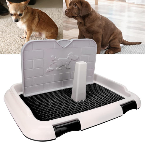 Asixxsix Dog Potty Tray, Black Plastic Puppy Training Toilet with Removable Cat Potty Fence for Small and Medium Dogs