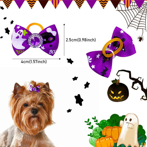 20pcs/10 Pairs Dog Hair Bows for Halloween Dog rhinestone Bows Bling Puppy Dog Bows Dog Grooming Accessories