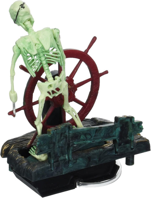 Penn-Plax Action-Air Aerating Aquarium Ornament – Creates Movement in Fish Tank – Air Pump Driven – Skeleton at The Wheel
