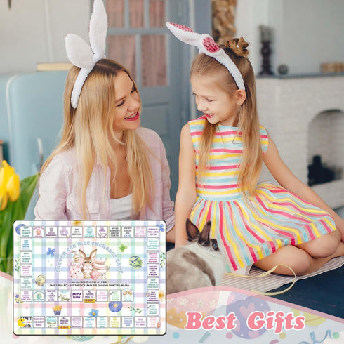 Fisahat 2-8 Easter Party Games,Dice Easter Egg Exchange Game,Rubber Mat Board Game,Easter Egg Party Game for Kids