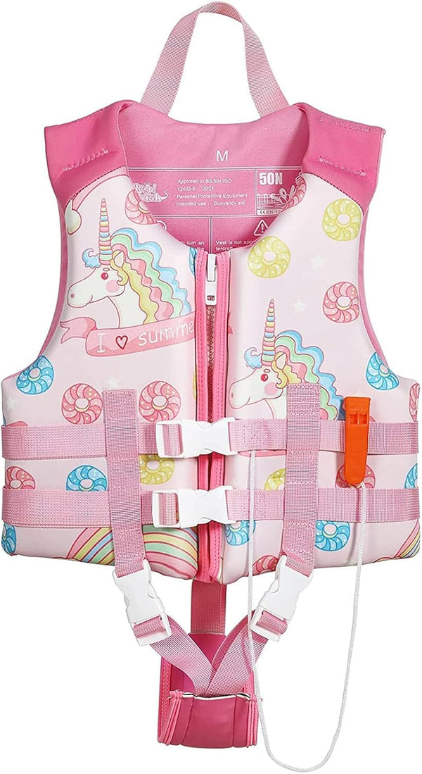 HeySplash Toddler Swim Vest, Kids Swimming Jacket for 30-50/50-80lbs, Floaties Vest with Safety Strap, M 3-6 Yrs/L 6-9