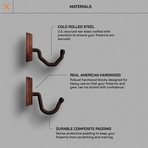 Hold Up Displays Gun Wall Mount, AR Rifle Shotgun Holder, Walnut Hardwood Gun Display Made in USA