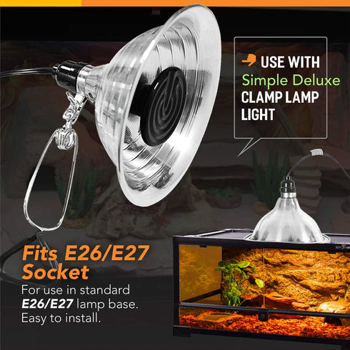 Simple Deluxe 100W Ceramic Heat Emitter Reptile Heat Lamp Bulb, No Light Emitting, for Amphibian Pet Snake Turtle &