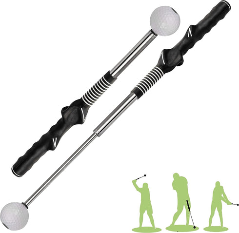Golf Swing Training Aid - Retractable Grip Trainer for Right-Handed Golf Club, Indoor Practice, Strength & Tempo