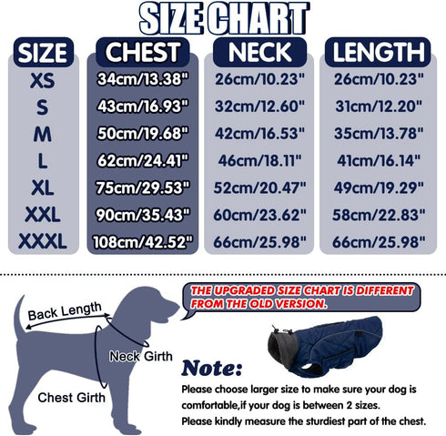 Emust Dog Coats Winter, Thick Clothes for Medium Dogs with Harness Hole, Dark Blue, Size M for Cold Weather