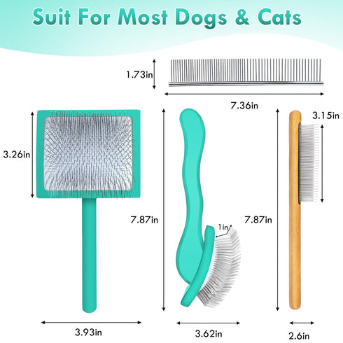 Large Green Dog Brush for Medium to Long Haired Pets, Slicker Brush Removes Loose Hair, Tangles, and Knots