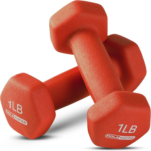 HolaHatha Neoprene Dumbbell Weight Set with Rack, 2, 3, 5, 8, and 10 Pound for Home Exercises
