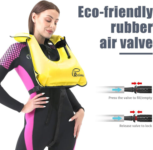 Rrtizan Snorkel Vest, Adults Portable Inflatable Swim Vest Jackets for Snorkeling and Diving Safety