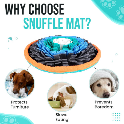 20" Dog Snuffle Mat - Interactive Dog Puzzle Toys for Enrichment - Large Slow Feeder Foraging Mat for Brain Games