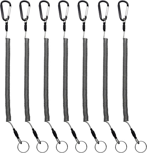 Heavy Duty Fishing Lanyard, Retractable Coiled Tether with Carabiner for Pliers, Boating, Tools