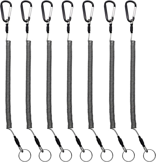 Heavy Duty Fishing Lanyard, Retractable Coiled Tether with Carabiner for Pliers, Boating, Tools