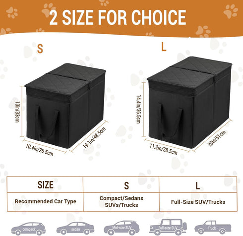 120 LBS Car Seat Extender for Large Dogs, Back Seat Extender for Dogs up to Large Dog Extender with Storage Car