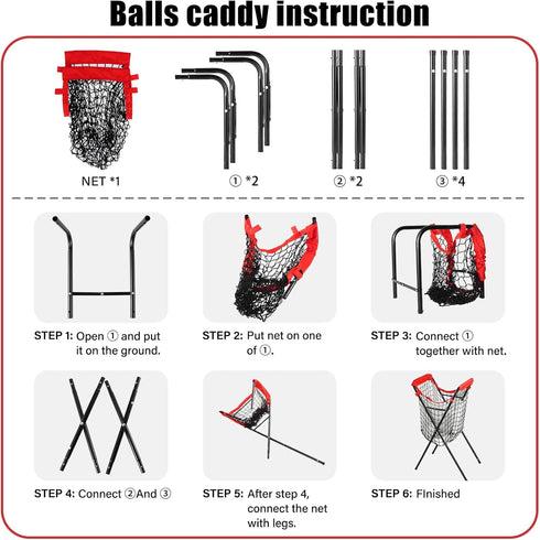 HOMEE Portable Baseball Caddy, Foldable for Over 100 Balls, Extra Large for Batting Pitching Practice