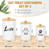 Reallnaive Set 3 Counter(White) Metal Airtight Cat Treat Container of with Bamboo Lids and Spoon Cat Food Storage