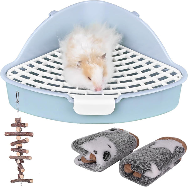 RUBYHOME Triangle Potty Trainer Pet Pan for Baby Rabbit, Chinchillas, Small Guinea Pigs, Ferret, Galesaur, Corner