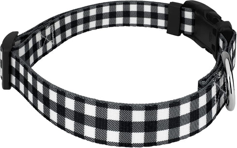 Country Brook Petz Deluxe Black & White Buffalo Plaid Dog Collar, Made in The U.S.A., Extra Small